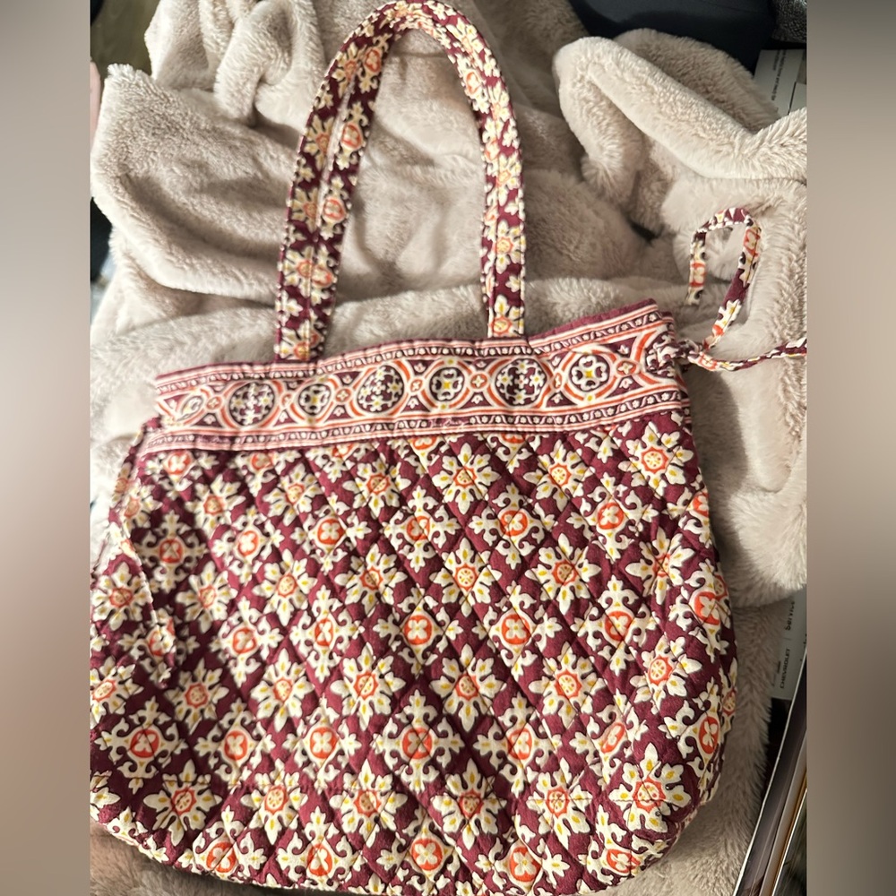 Vera Bradley Burgundy and Cream Quilted Tote